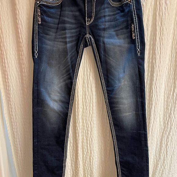 Rock Revival Blue Skinny Jeans with Contrast Stitching - NWOT